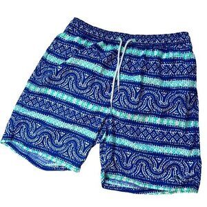 Vineyard Vines Swimsuit Mens Draw String Tiki Print Side & Key‎ Pockets Size M